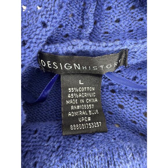 Design History Size L Cotton Blend Open Knit Cardigan Sweater Purple Blue - Picture 5 of 7